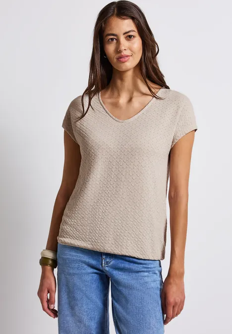 Spitzenshirt smooth sand beige