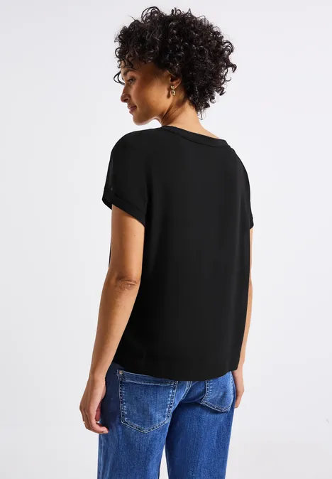 2-in-1 Chiffon Shirt Black