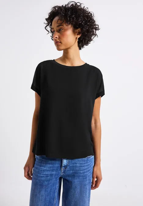2-in-1 Chiffon Shirt Black