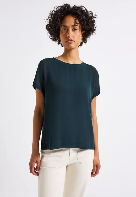 2-in-1 Chiffon Shirt tide blue