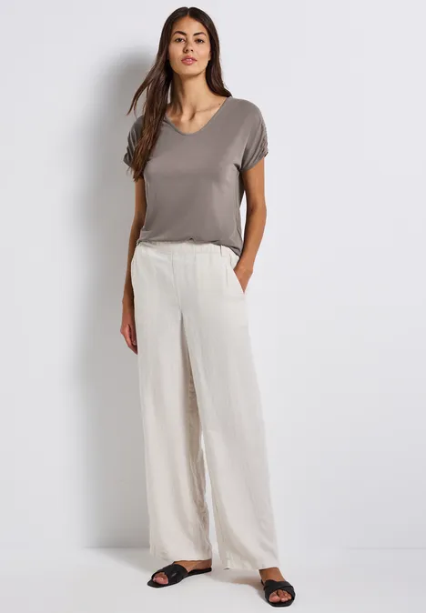 Silk-Look Shirt mit Raffung dark tumbled beige