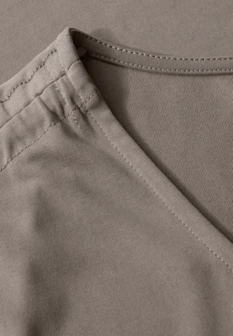 Silk-Look Shirt mit Raffung dark tumbled beige