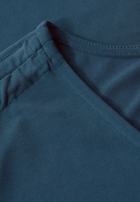 Silk-Look Shirt mit Raffung tide blue