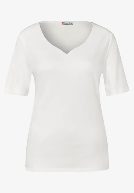T-Shirt mit Herzausschnitt off white