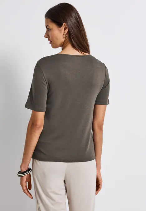 T-Shirt mit Herzausschnitt nomad brown