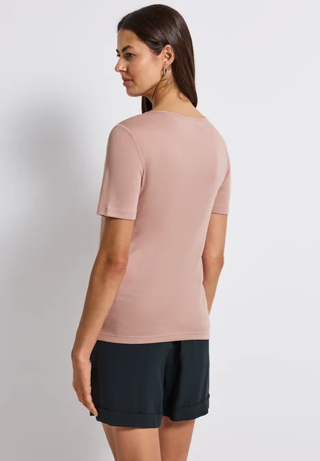 T-Shirt mit Herzausschnitt faded rose