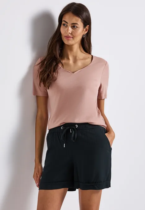 T-Shirt mit Herzausschnitt faded rose