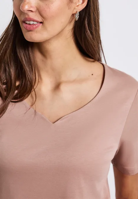T-Shirt mit Herzausschnitt faded rose
