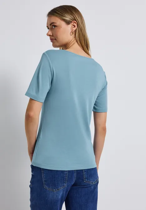 T-Shirt mit Herzausschnitt glacier blue