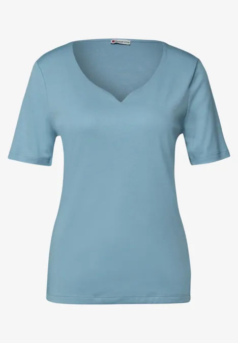T-Shirt mit Herzausschnitt glacier blue