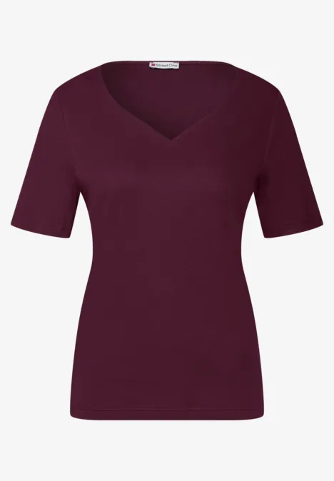 T-Shirt mit Herzausschnitt noble red