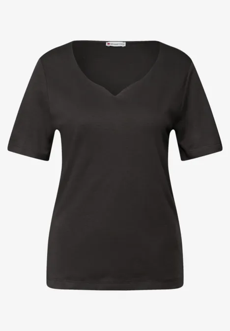 T-Shirt mit Herzausschnitt darkest brown