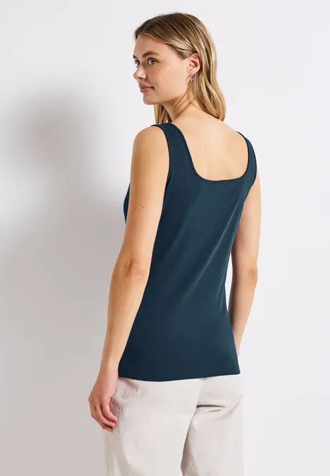 Basic Top mit Square Neck tide blue