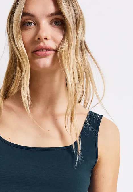 Basic Top mit Square Neck tide blue