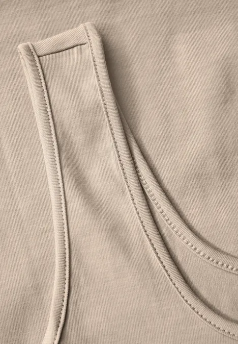 Basic Top mit Square Neck morning beige