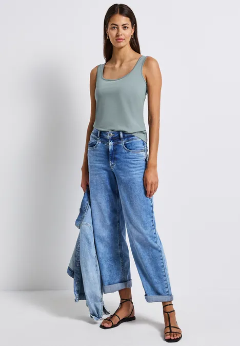 Basic Top mit Square Neck arona blue