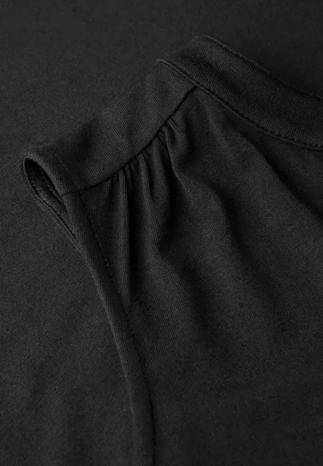 Split Neck Jersey-Top Black