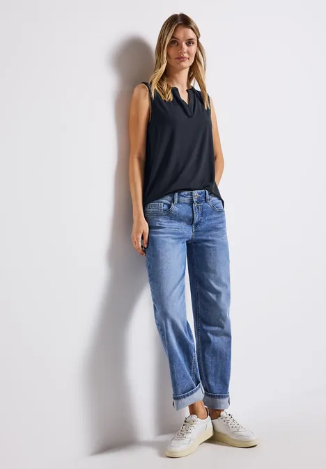 Haut en jersey Split Neck deepwater blue