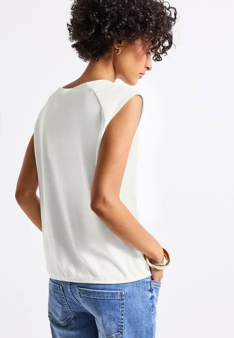 Jersey-Shirt mit Elastiksaum off white