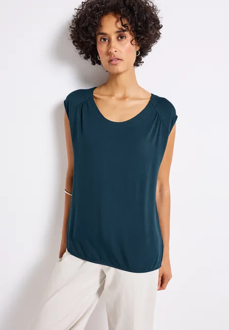 Jersey-Shirt mit Elastiksaum tide blue