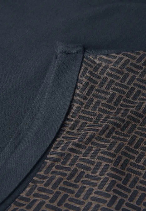 Materialmix V-Neck Shirt deepwater blue
