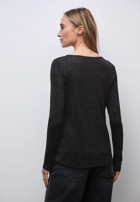 Glitzerndes Langarmshirt Black