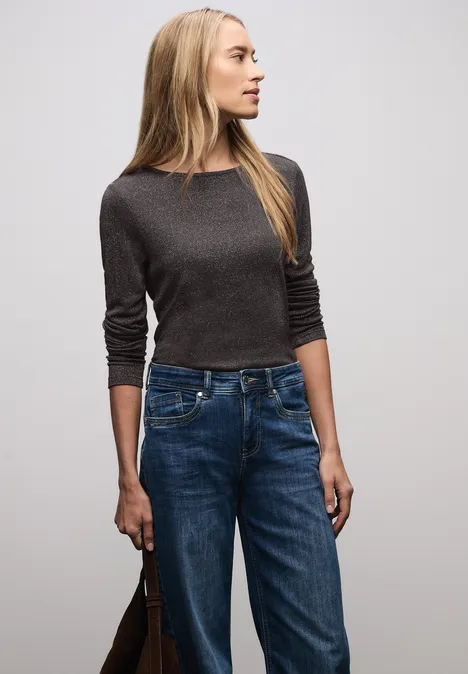 T-shirt à manches longues scintillant deep roast brown