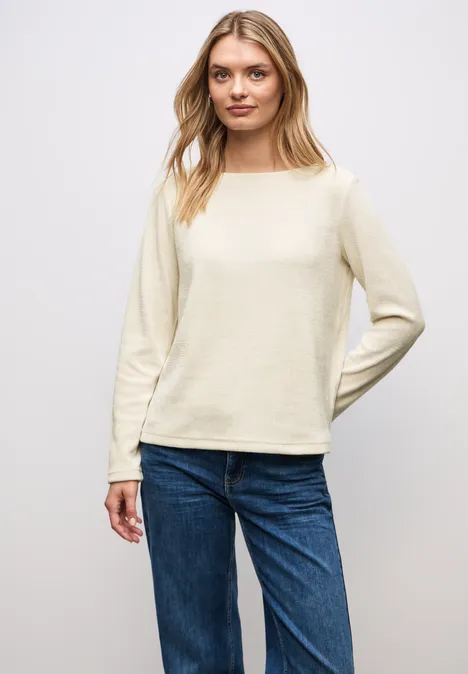 Shirt mit U-Boot-Ausschnitt soft beige