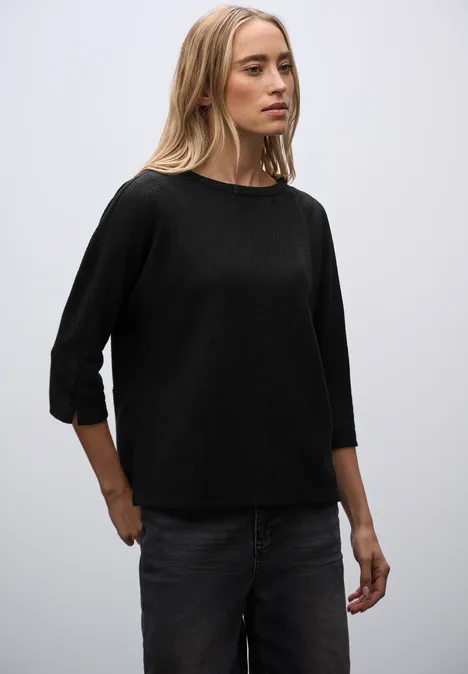 Glitzerndes Strukturshirt Black