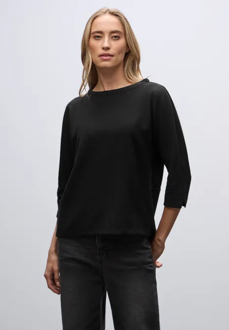 Glitzerndes Strukturshirt Black