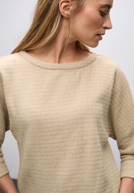 Glitzerndes Strukturshirt sanded beige