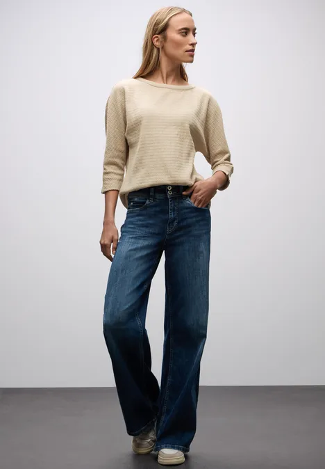 Glitzerndes Strukturshirt sanded beige