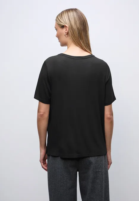 Shirt mit Chiffon-Detail Black