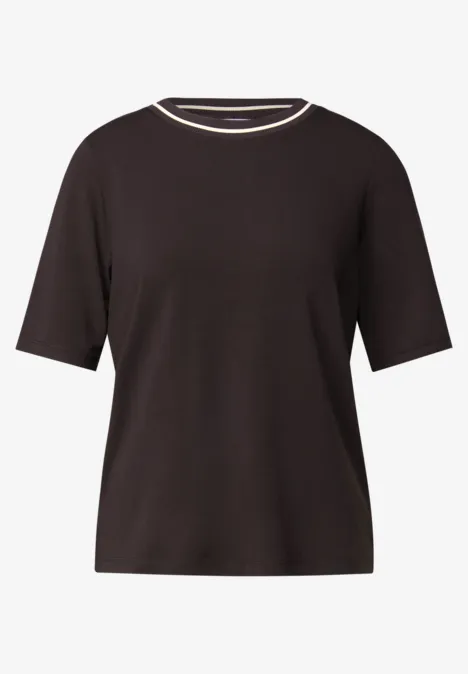 Shirt mit Rippdetail deep roast brown
