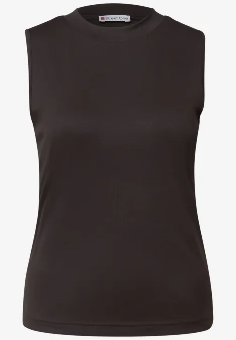 Silk-Look Rippstruktur-Top deep roast brown