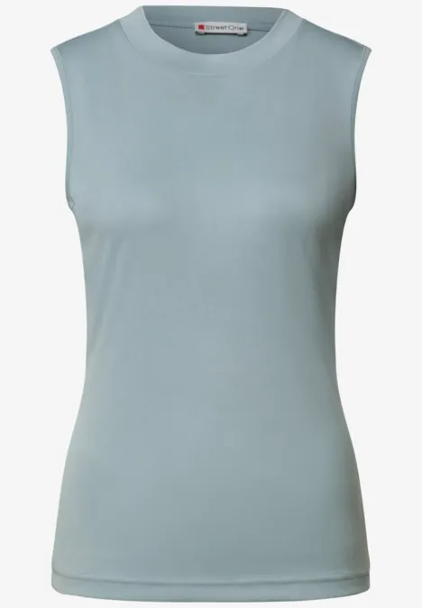Silk-Look Rippstruktur-Top arona blue