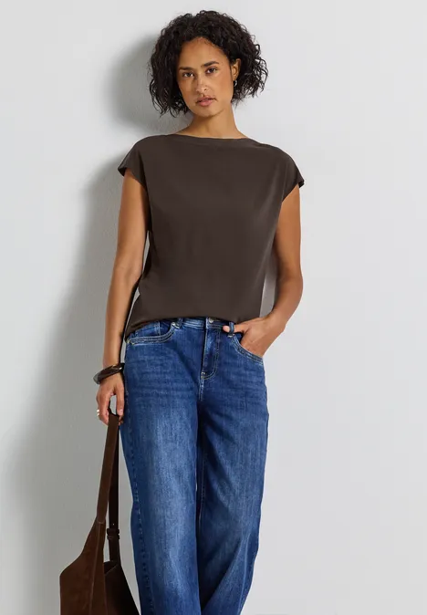 U-Boot Shirt mit Rippdetail deep roast brown
