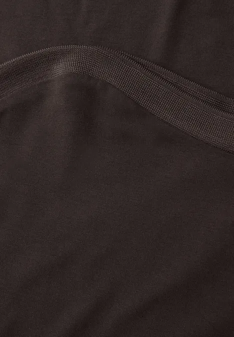 Shirt met U-boot en geribd detail deep roast brown