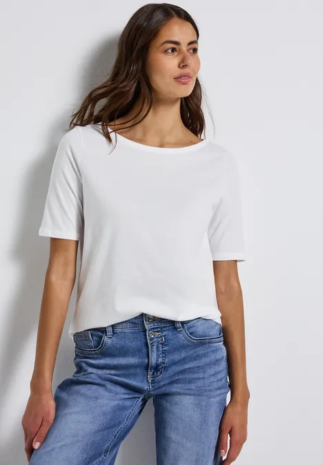 Shirt mit U-Boot-Ausschnitt White