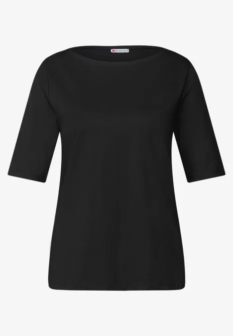 Shirt mit U-Boot-Ausschnitt Black