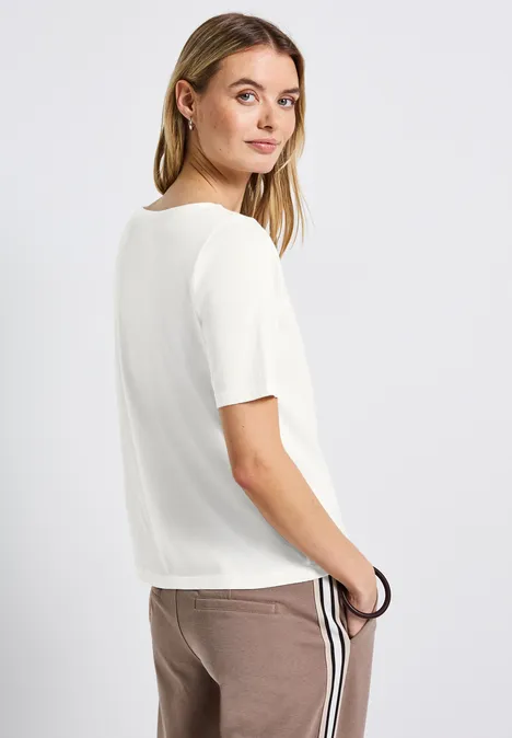 Shirt met boothals off white