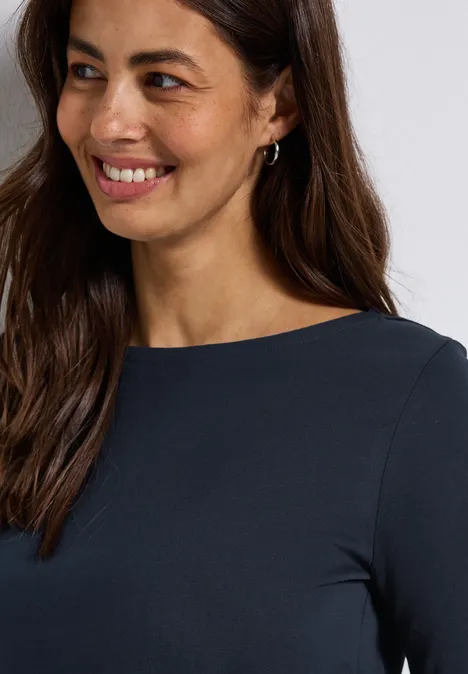 Shirt mit U-Boot-Ausschnitt deep blue