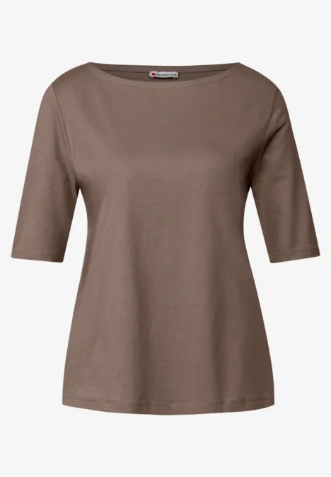 Shirt mit U-Boot-Ausschnitt silk brown