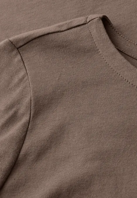 Shirt met boothals silk brown