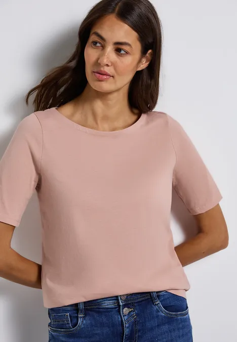 Shirt mit U-Boot-Ausschnitt faded rose