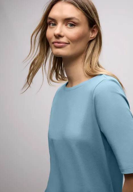 Shirt mit U-Boot-Ausschnitt glacier blue