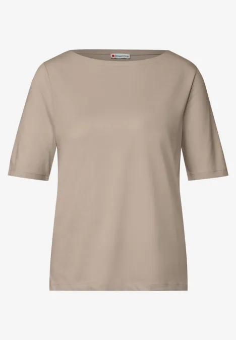 T-shirt avec encolure en U morning beige