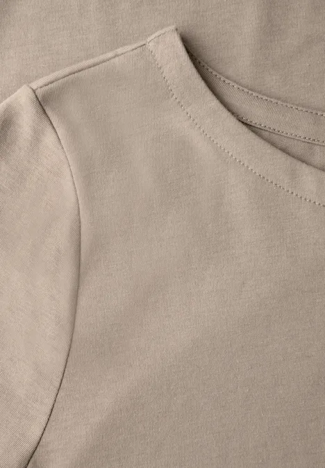 Shirt mit U-Boot-Ausschnitt morning beige