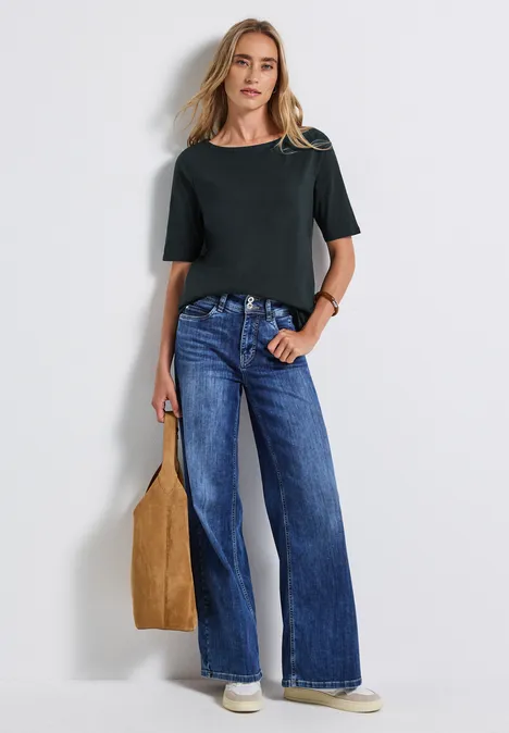 Shirt met boothals evernight green