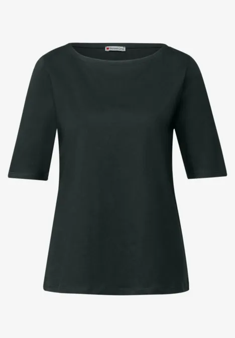 Shirt mit U-Boot-Ausschnitt evernight green